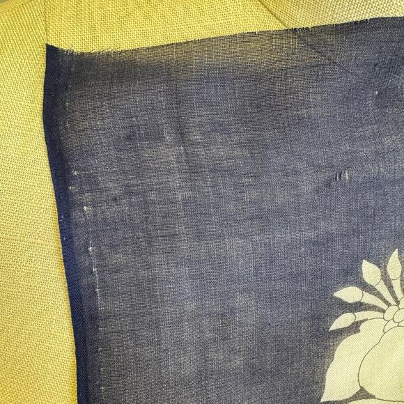 Japanese Yakut Navy Floral Silk Square Scarf - Picture 5 of 5